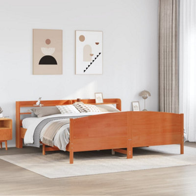 Berkfield Bed Frame Without Mattress Wax Brown 180X200 Cm Super King Solid Wood Pine - image 1