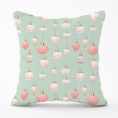 Warren Reed Designer Christmas Decorations Pink And Green Outdoor Cushion 45Cm X 45Cm - image 1