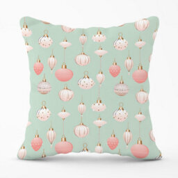 Warren Reed Designer Christmas Decorations Pink And Green Outdoor Cushion 45Cm X 45Cm
