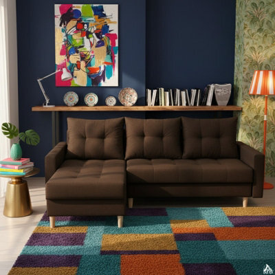 Bodo Modern Scandi Sofa Comfortable Fabric Upholstered Settee Minimalist 3 Seater Couch For Living Room Brown - image 1