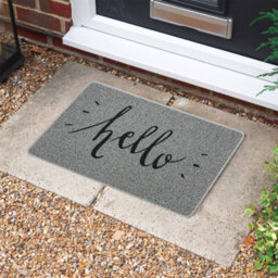 Nicoman Spaghetti Novelty Uv Print Door Mat Grey 75 X 45Cm - Hello - thumbnail 2