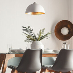 Wyld And Coco Lumalux 1-Light Pendant Black Exterior Gold Interior Modern Industrial, Adjustable Height - thumbnail 2