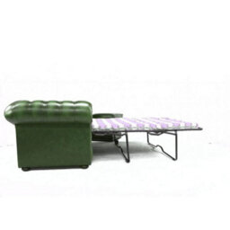 Chesterfield 3 Seater Sofabed Antique Green Real Leather In Classic Style - thumbnail 7