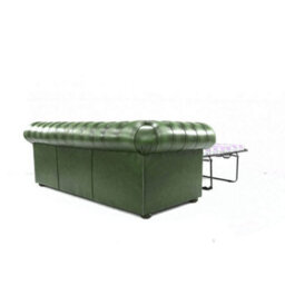 Chesterfield 3 Seater Sofabed Antique Green Real Leather In Classic Style - thumbnail 6