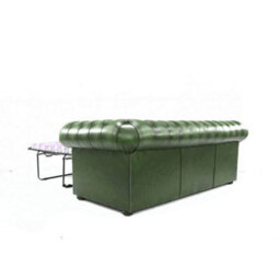 Chesterfield 3 Seater Sofabed Antique Green Real Leather In Classic Style - thumbnail 5
