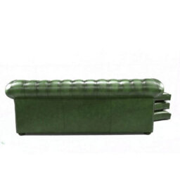 Chesterfield 3 Seater Sofabed Antique Green Real Leather In Classic Style - thumbnail 9