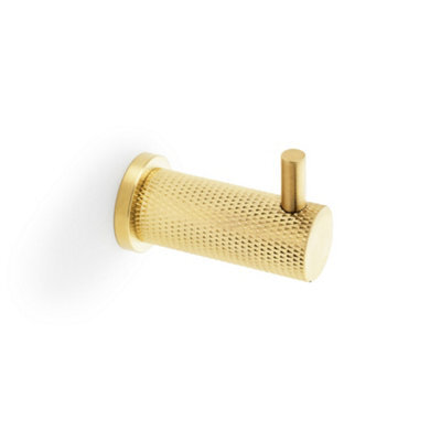 Alexander & Wilks Brunel Knurled Coat Hook - Satin Brass Pvd