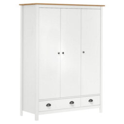 Vidaxl 3-Door Wardrobe Hill White 127X50X170 Cm Solid Pine Wood - thumbnail 2