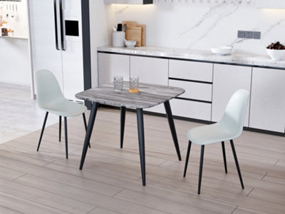 Core Products Aspen Grey Oak Effect 80Cm Square Dining Table With 2 Light Grey Plastic Curve Design Chairs - image 1