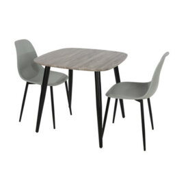 Core Products Aspen Grey Oak Effect 80Cm Square Dining Table With 2 Light Grey Plastic Curve Design Chairs - thumbnail 2