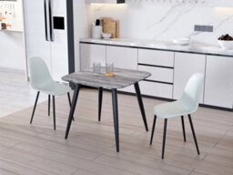 Core Products Aspen Grey Oak Effect 80Cm Square Dining Table With 2 Light Grey Plastic Curve Design Chairs - thumbnail 1