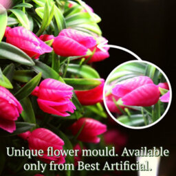 Pair Of Best Artificial 24Cm Pink Lush Tulip Hanging Basket Flower Topiary Ball - Weather & Fade Resistant - thumbnail 6