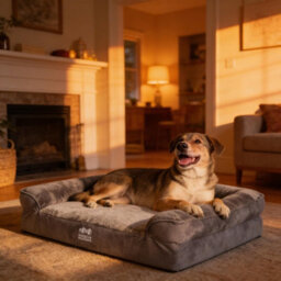 Harbour Housewares Deluxe Waterproof Dog Bed - Large - Grey - thumbnail 2