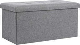 Storage Ottoman Padded Foldable Bench Chest With Lid Holds Up To 100 Kg For Bedroom Room Light Grey Linen 76Cm X 38 Cm X 38 Cm - thumbnail 2