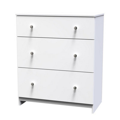 Yarmouth Ready Assembled Matt White No Effect 3 Drawer Deep Chest (H)875mm (W)740mm (D)390mm - image 1