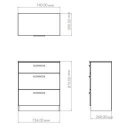 Yarmouth Ready Assembled Matt White No Effect 3 Drawer Deep Chest (H)875mm (W)740mm (D)390mm - thumbnail 4
