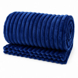 ARLinens Fluffy Fleece Blanket Ribbed For Bed Throw Blanket Reversible Multi Sizes 350Gsm (Navy Blue, Double) - thumbnail 1