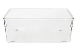 Orsina Sturdy Build Small Set Of Two Slim Kitchen Organisers, Integrated Handle Narrow Storage Boxes For Fridge - thumbnail 3