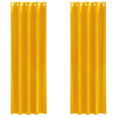 Berkfield Modern Blackout Curtains With Eyelets 2 Pcs Mustard Yellow Velvet - image 1
