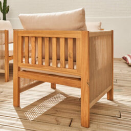 Sweeek - 4-Seater Acacia Wood And Rope Garden Sofa Set Alcira Beige 122X63.5X64 Cm - thumbnail 6