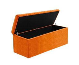 137Cm Large Plain Safar Storage Ottoman Box, Burnt Orange Plush Velvet Upholstered Deep Storage Ottoman End Of Bed Bench - thumbnail 5
