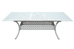 Sh&g Chirk 8 Seat Dining Table Set - 9 Piece Extendable Table & Chairs - White Aluminium With Cream Cushions - Indoor & Outdoor - thumbnail 3