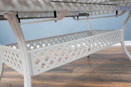 Sh&g Chirk 8 Seat Dining Table Set - 9 Piece Extendable Table & Chairs - White Aluminium With Cream Cushions - Indoor & Outdoor - thumbnail 4