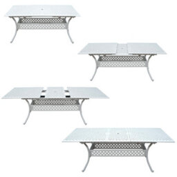 Sh&g Chirk 8 Seat Dining Table Set - 9 Piece Extendable Table & Chairs - White Aluminium With Cream Cushions - Indoor & Outdoor - thumbnail 2