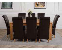 That's Furniture Dakota 182 X 92 Cm Chunky Oak Large Dining Table And 8 Chairs Dining Set With Montana Brown Leather Chairs - thumbnail 2