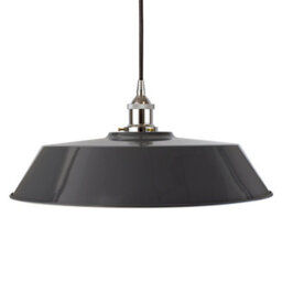 Slate Grey Large Chancery Painted Dome Pendant Light With Nickel Lamp Holder And Black Round Cable - Se Home - thumbnail 1