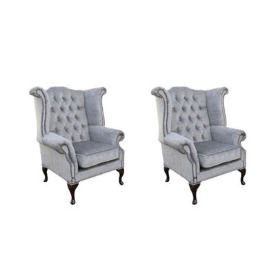 Chesterfield 2 X Chairs Perla Illusions Velvet Chairs Offer In Queen Anne Style