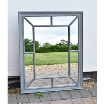 DEENZ Rectangle Antique Window Wall Mirror Stylish Grey Rustic