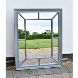 DEENZ Rectangle Antique Window Wall Mirror Stylish Grey Rustic