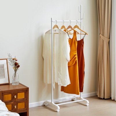 Living And Home White Mobile Garment Hanging Storage Clothes Rail Stand With Shoe Rack On Wheels 175.5Cm (H) - image 1