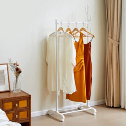 Living And Home White Mobile Garment Hanging Storage Clothes Rail Stand With Shoe Rack On Wheels 175.5Cm (H) - thumbnail 1