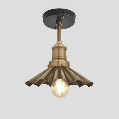Industville Brooklyn Umbrella Flush Mount, 8 Inch, Brass, Brass Holder