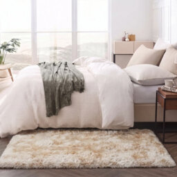 Oxford Homeware Shaggy Rug Anti-Slip Washable Soft Fluffy Living Room And Bedroom Rug (Mottled Cream, 50X80Cm) - thumbnail 6