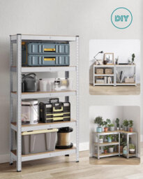 Songmics Storage Shelving, 5-Tier Steel Rack, Storage Organiser, Boltless Setup, Perfect For Garage Or Shed, Silver - thumbnail 6