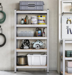 Storage Shelving, 5-Tier Steel Rack, Storage Organiser, Boltless Setup, Perfect For Garage Or Shed, Silver