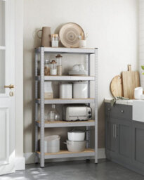 Songmics Storage Shelving, 5-Tier Steel Rack, Storage Organiser, Boltless Setup, Perfect For Garage Or Shed, Silver - thumbnail 3