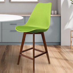 Fusion Living Soho Green Plastic Bar Stool With Dark Wood Legs - thumbnail 2