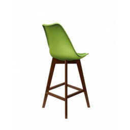 Fusion Living Soho Green Plastic Bar Stool With Dark Wood Legs - thumbnail 4