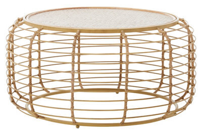 Orsina Rattan Round Coffee Table, Rustic Charm Coffee Table For Drawing Room Or Living Room, Rattan Coffee Table - image 1