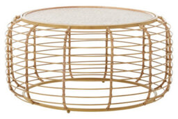 Orsina Rattan Round Coffee Table, Rustic Charm Coffee Table For Drawing Room Or Living Room, Rattan Coffee Table