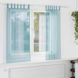 Berkfield Voile Curtains With Loops 2 Pcs Turquoise 140X140 Cm