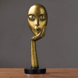 Living And Home Gold Decor Art Women Face Statue Collectible Figurine Table Decorations For Living Room Desktop Bookshelf 14 Inch