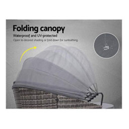 Evre  Mixed Grey Bali Day Bed Outdoor Garden Furniture Set With Canopy & Cover - thumbnail 4