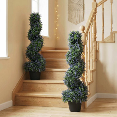 Homcom Artificial Lavender Topiary Tree With 315 Leaves And 315 Flowers, Set Of 2 - image 1