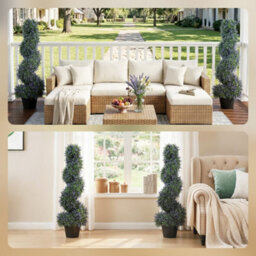 Homcom Artificial Lavender Topiary Tree With 315 Leaves And 315 Flowers, Set Of 2 - thumbnail 6