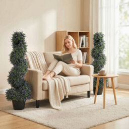 Homcom Artificial Lavender Topiary Tree With 315 Leaves And 315 Flowers, Set Of 2 - thumbnail 8